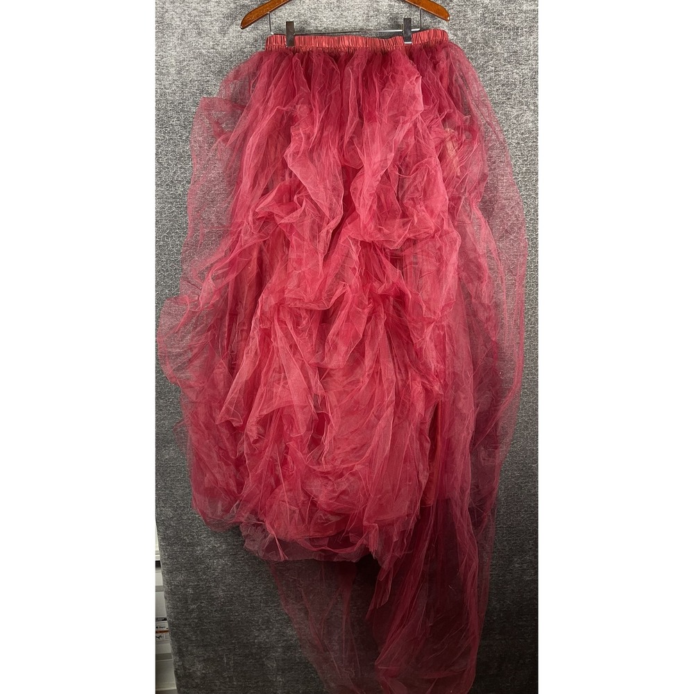 Burgundy Wine Red Tiered Tulle Maxi Skirt Layered Mesh Formal Prom XXXL NEW